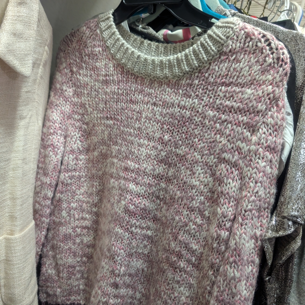 J. Crew Pink and Cream Knit Sweater